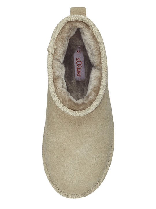 Essentials Women's Ankle Boots with Fur Beige
