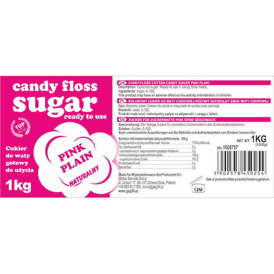 Zahăr colorat pentru vată de zahăr roz, aromă naturală de vată de zahăr 1kg