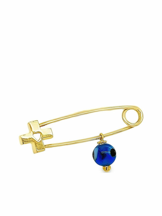 Xryseio Child Safety Pin made of Gold 18K with Cross