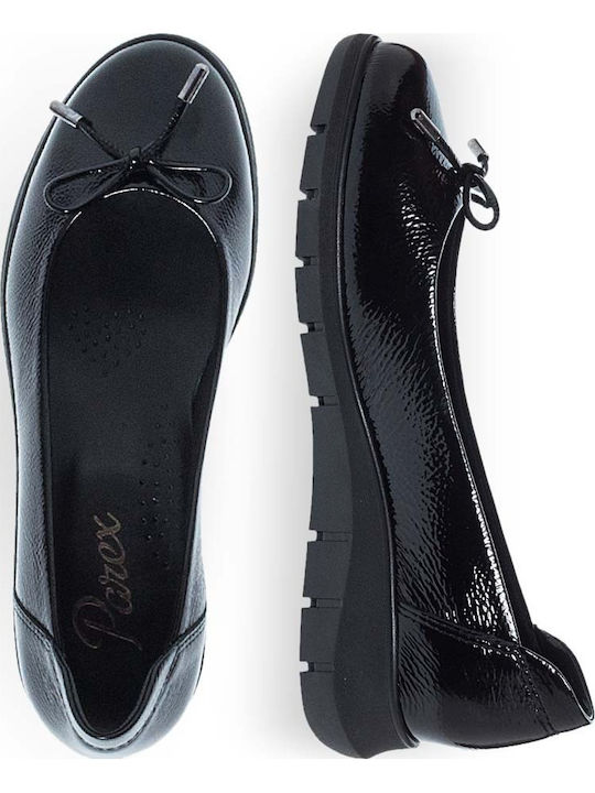 Leder Damen Ballerinas Schwarze