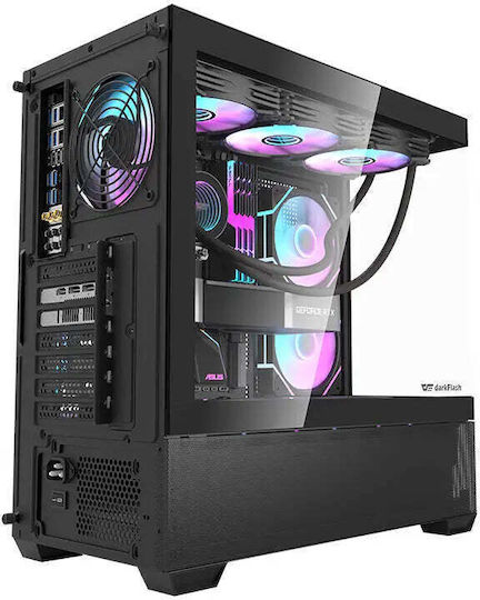 Darkflash DS900 AIR + ARGB Fans Gaming Midi Tower Κουτί Υπολογιστή με Πλαϊνό Παράθυρο Μαύρο