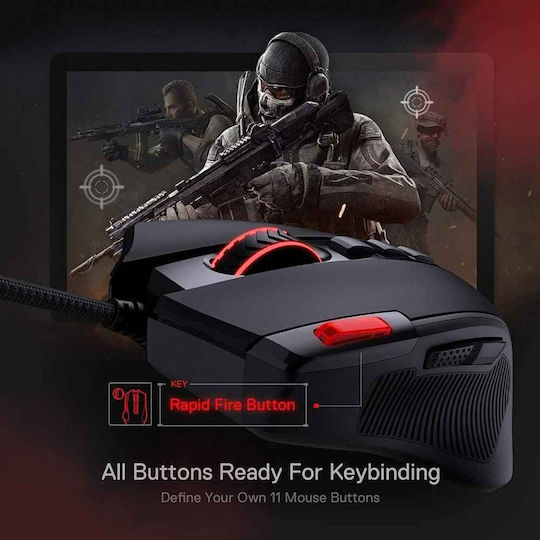Redragon M612 Predator RGB Gaming Ποντίκι 8000 DPI Μαύρο