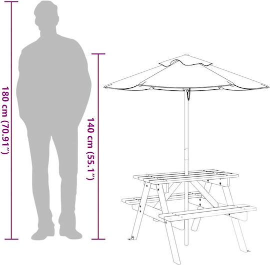 vidaXL Table made of Wood 71x79x52cm. for 3+ Years Brown