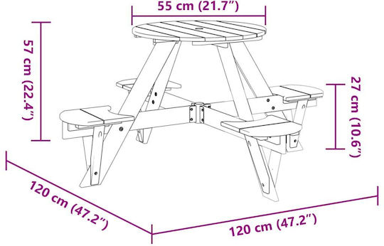 vidaXL Масичка 120x57см. за 3+ години Години Кафяв