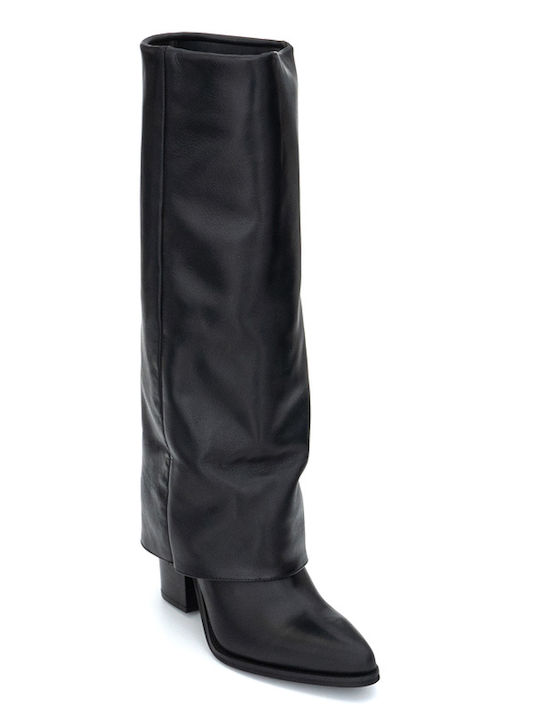 Philippe Lang Leder Damenstiefel mit hohem Absatz Schwarz