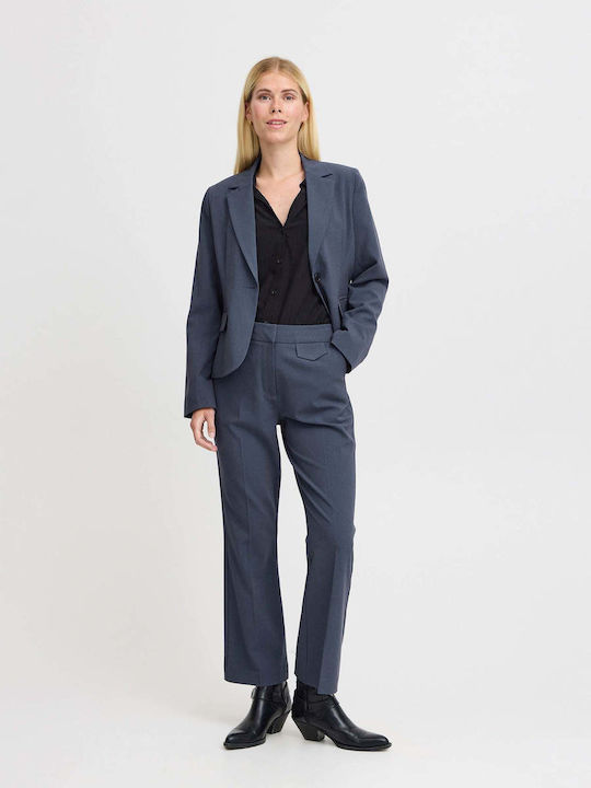 B.Younq Women's Fabric Trousers Blue