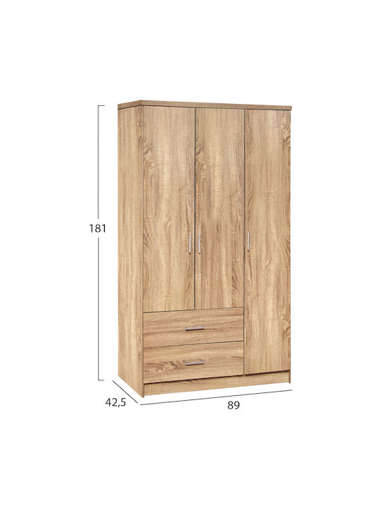 Caesar Τρίφυλλη Ντουλάπα Sonama 89x42.5x181cm