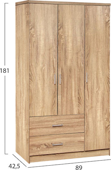 Triple Door Wardrobe Caesar Sonama 89x42.5x181cm