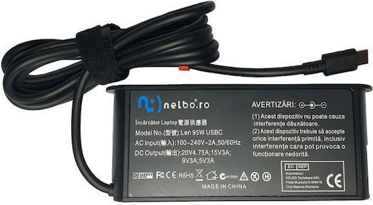 Nelbo USB-C Încărcător Laptop 95W 20V 4.75A pentru Lenovo
