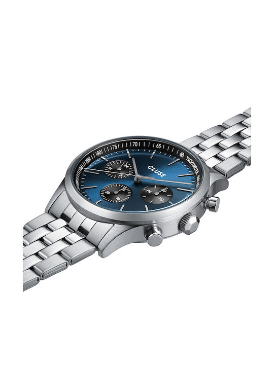 Cluse Ανδρικό Ρολόι 42mm Μπαταρίας με Ασημί Μεταλλικό Μπρασελέ