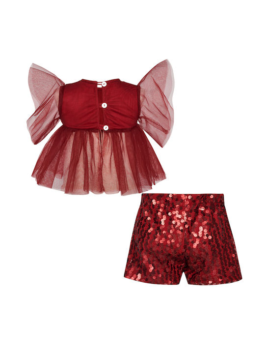 Two In A Castle Kids Set with Shorts Winter 2pcs Red