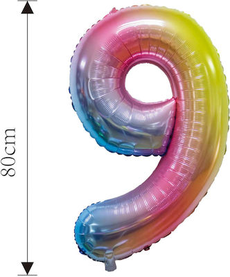 Balon din folie cifră 9 multicolor 80cm 37612 Tpster