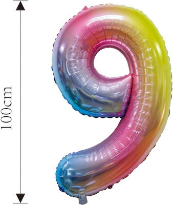 Foil Balloon Number 9 Multicolor 100cm 37642 Tpster