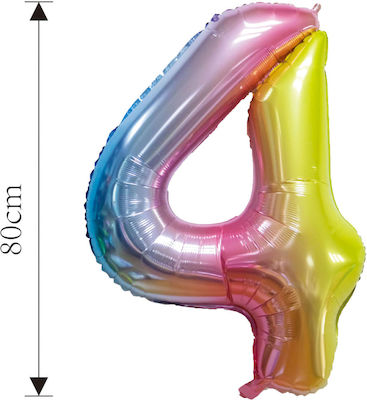 Foil Balloon Number 4 Multicolor 80cm 37607 Tpster