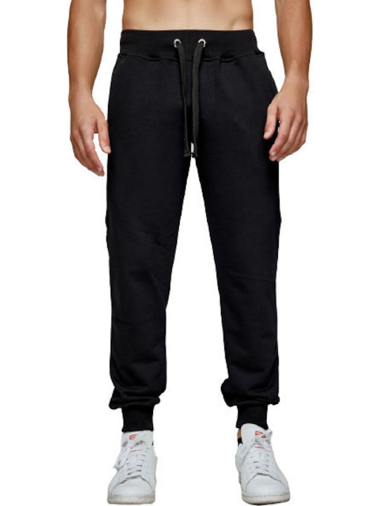 Three-strand Sweatpants with Elastic Black