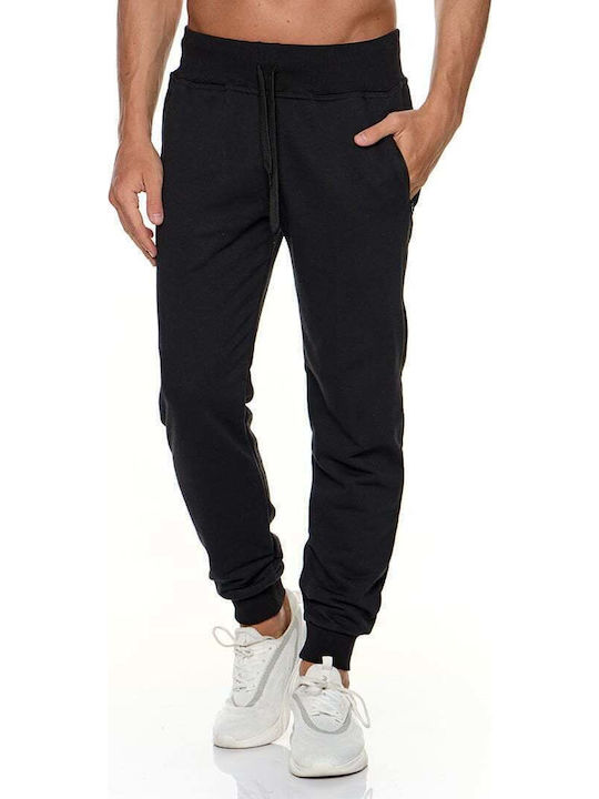 Three-strand Sweatpants with Elastic Black