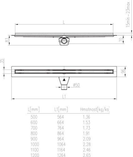 Chudej Stainless Steel Channel Floor with Length 80cm