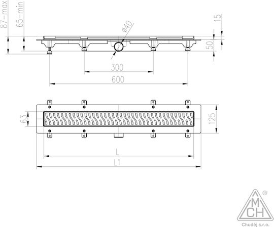 Chudej Stainless Steel Channel Floor with Length 35cm