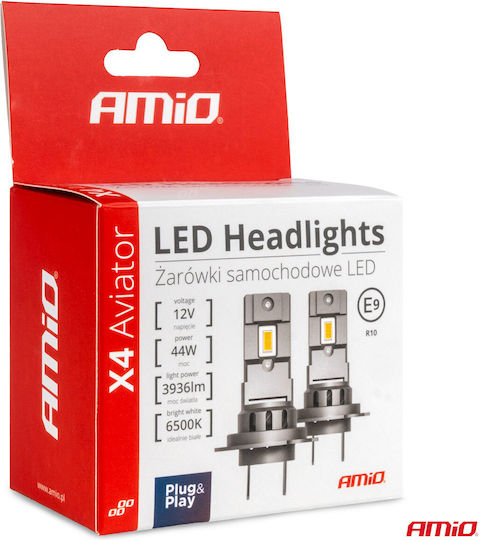AMiO Λάμπες Αυτοκινήτου H3 Canbus LED Ψυχρό Λευκό 44W 2τμχ