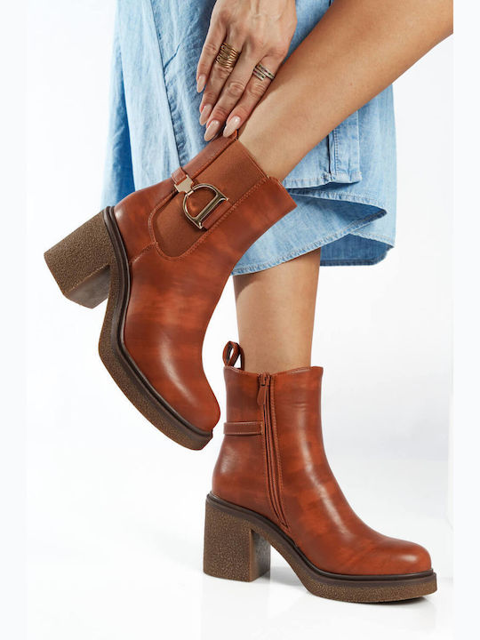 Tan Stylish Ankle Boots with Crepe Heel