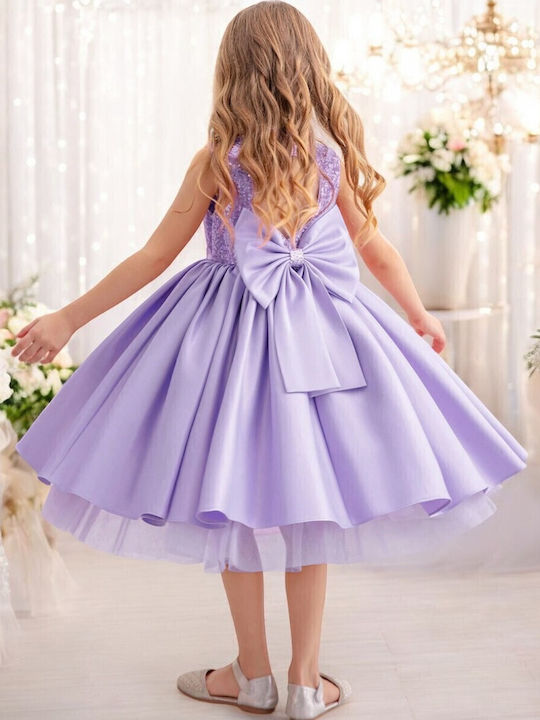 Kinderkleid Ärmellos mit Pailletten Lilac