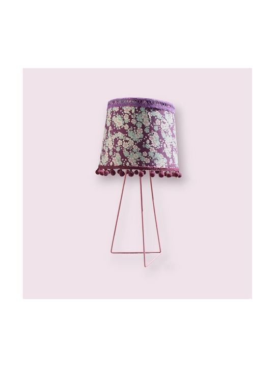 Oxygen Flowers Table Lamp for Socket E27 with Purple Shade and Base
