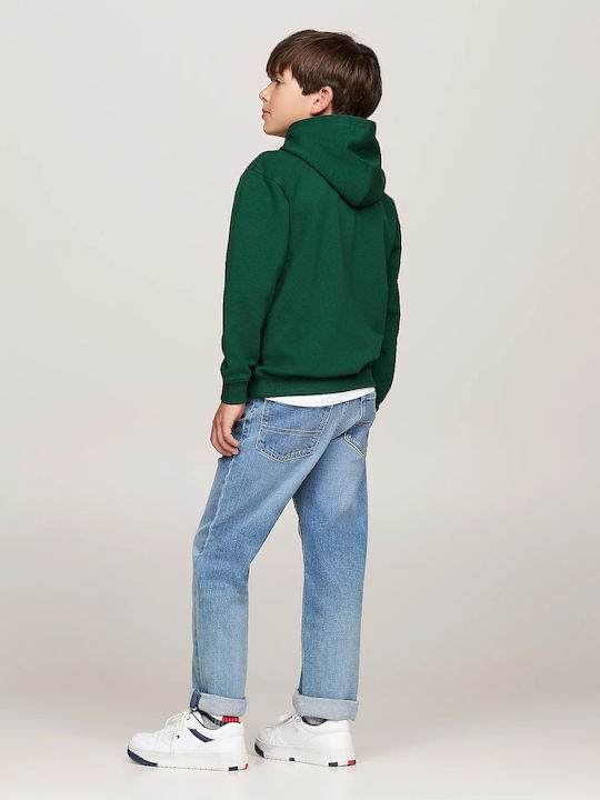 Kids Sweatshirt with Hood and Pockets Ornamental Green