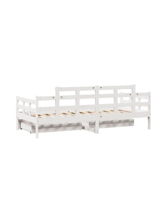 Kids Bed - Sofa Single with Storage Space Beige for Mattress 80x200cm