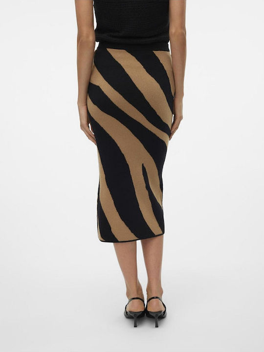 Vero Moda Fustă Midi Black/Brown