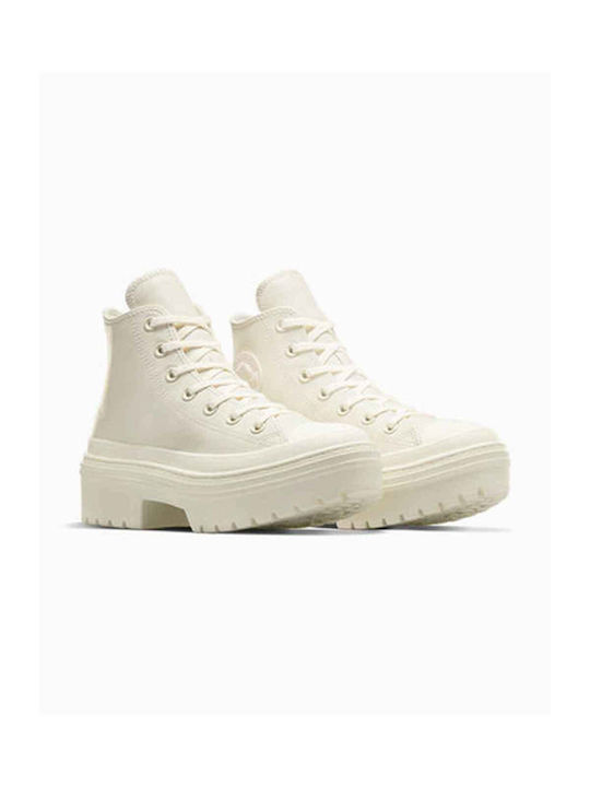Lugged Heel Boots Off White