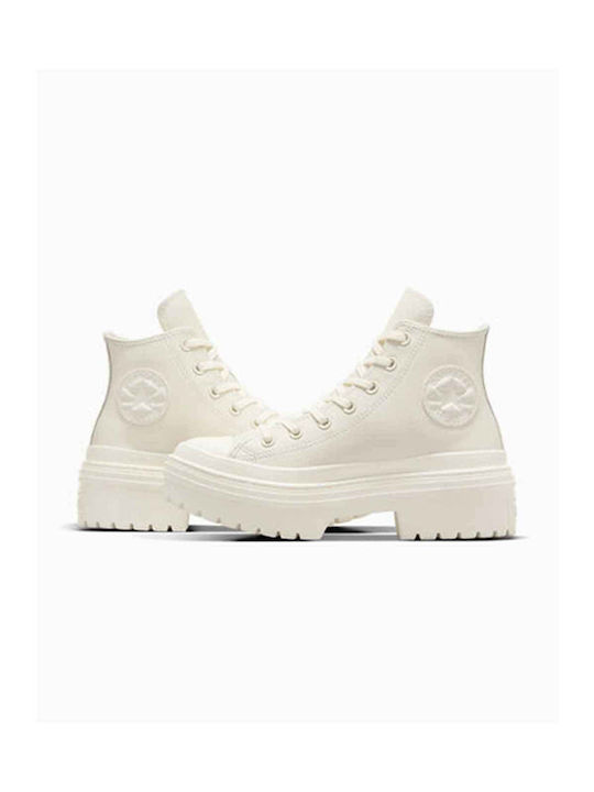 Lugged Heel Boots Off White
