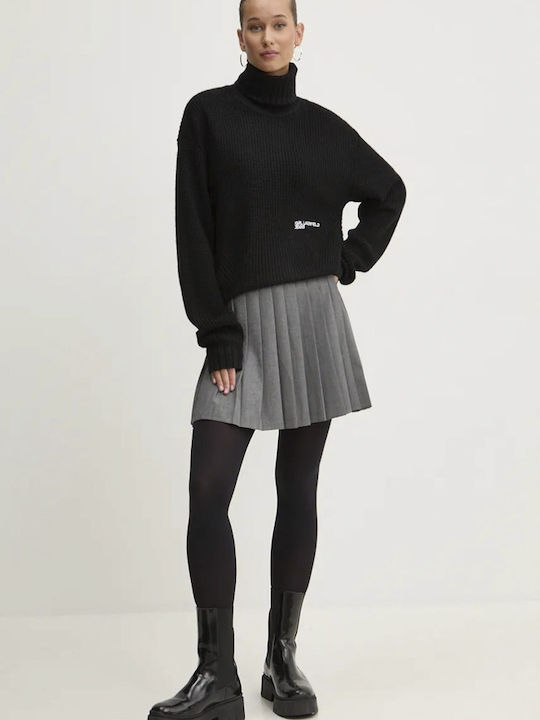 Karl Lagerfeld Women's Sweater Woolen Turtleneck Black