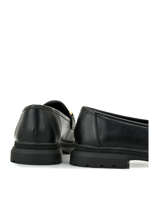 Girls Leather Moccasins Black