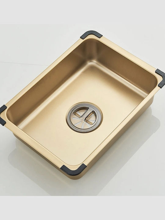 Naron Drop-In Мивка Inox Четкан със смесител Ш75xД46см Златист