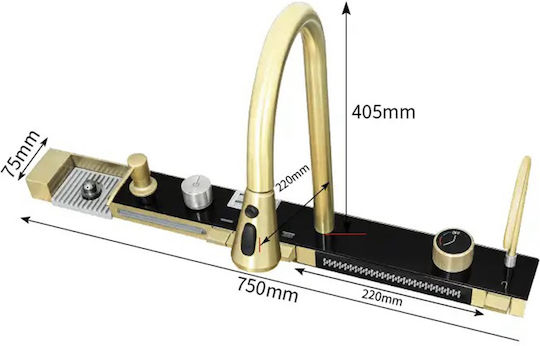 Naron Nr5521bg Drop-In Kitchen Sink Inox Brushed with Faucet L75xW46cm Gold