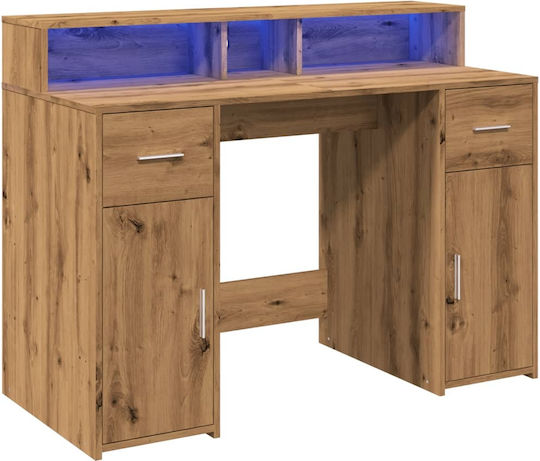 Desk Wooden Artisan Oak with LED & USB ports 120x55x91cm
