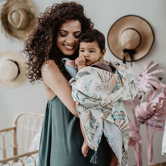 La Millou Pique Swaddle Wrap Magnolies Green 100x120cm.