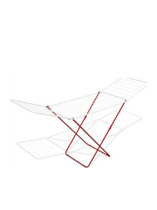 Gimi Jolly Metallic Folding Floor Clothes Drying Rack Silver-Red with Hanging Length 18m
