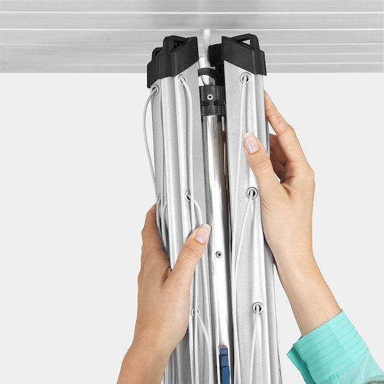 Brabantia Essential Folding Floor Clothes Drying Rack for Garden Metallic with 50m Hanging Length