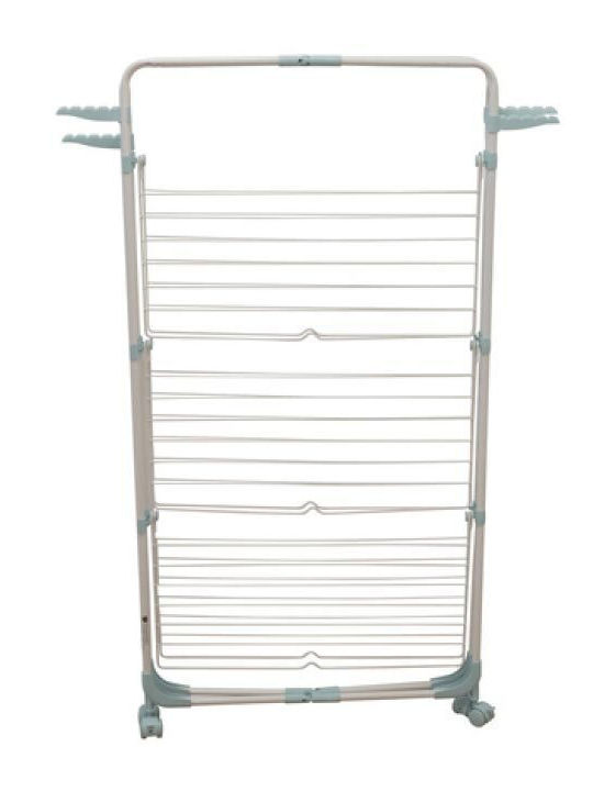 Lifetime Clean Folding Floor Clothes Drying Rack Metallic with Wheels with Hanging Length 30m