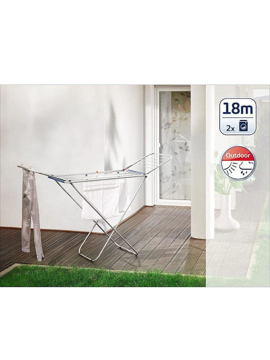 Viosarp Metallic Folding Floor Clothes Drying Rack with Hanging Length 18m