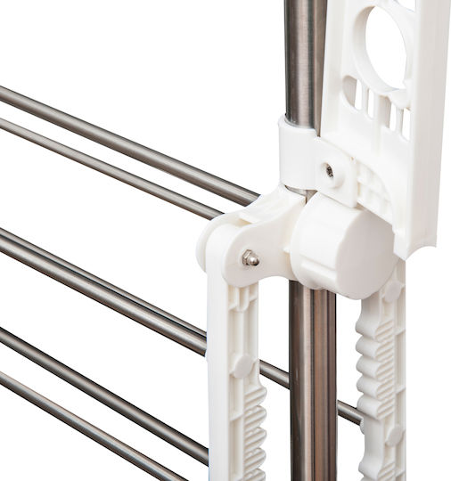 HomCom Folding Floor Clothes Drying Rack Metallic with Wheels 80x55cm