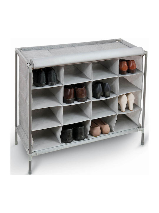 Fabric Shoe Organizer with 4 Shelves Gray 81x35x66cm