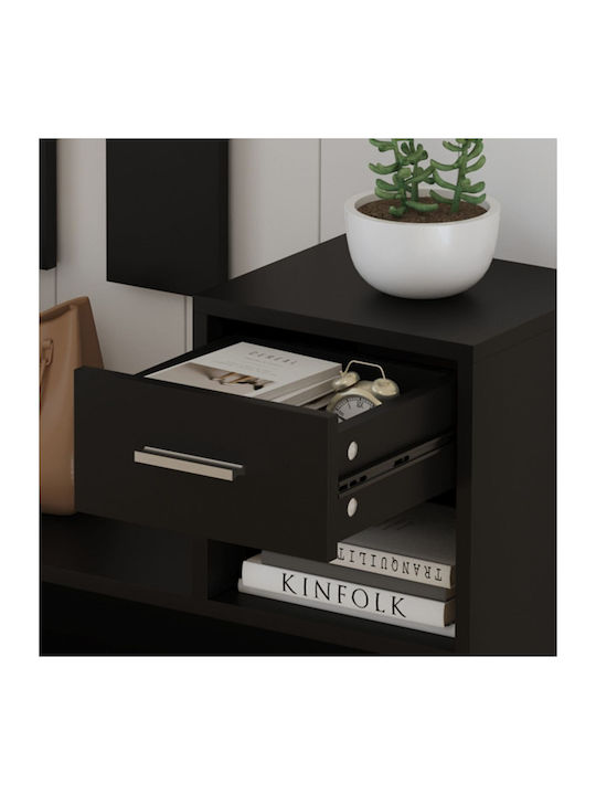 Entry Furniture with Mirror / Hanger & Shoe Rack Melamine In Wenge 90x24x190cm