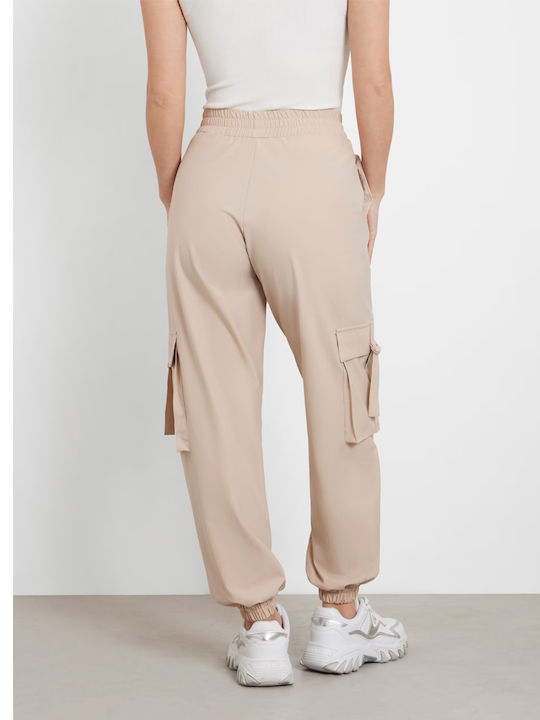 Guess Women's Fabric Cargo Trousers Pink