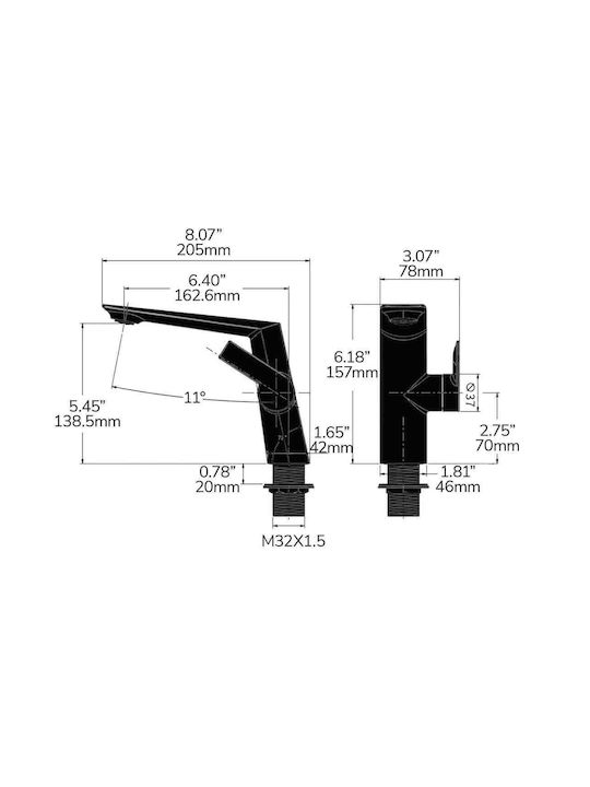 Naron Mixing Sink Faucet Gun Metal