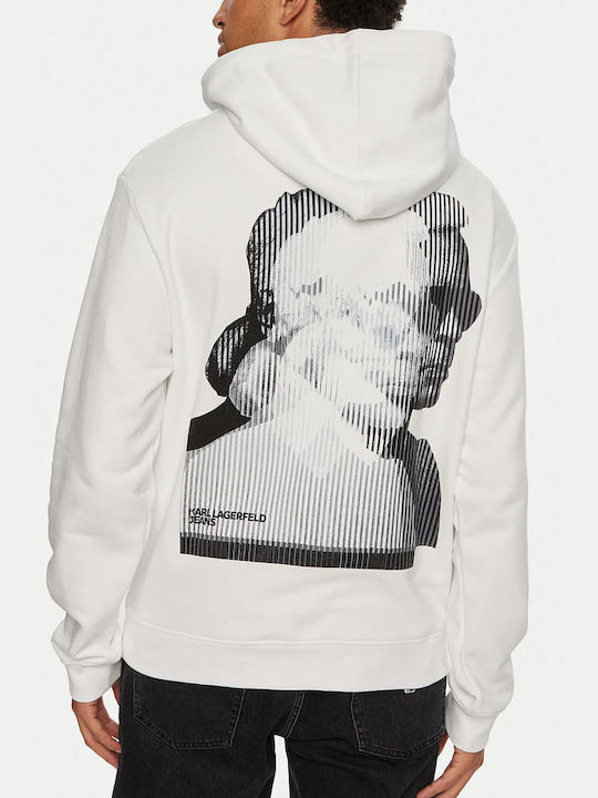 Karl Lagerfeld Herren Sweatshirt mit Kapuze White