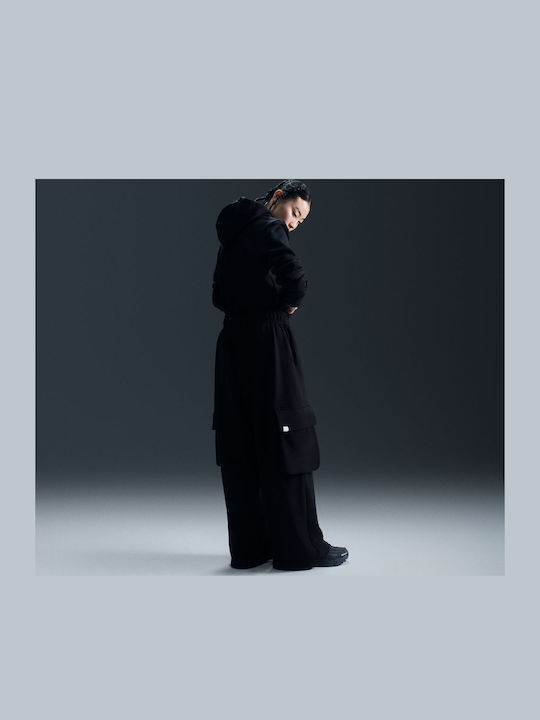 Long Women's Sweatshirt Hooded Black