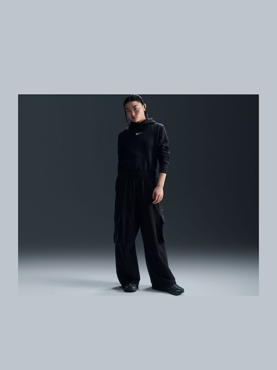Long Women's Sweatshirt Hooded Black