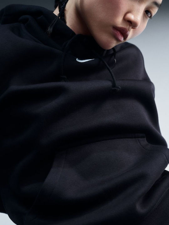 Long Women's Sweatshirt Hooded Black